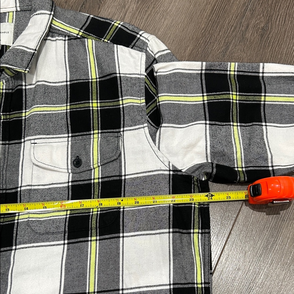 American Eagle Outfitters Black, White, and Yellow Plaid Shirt EUC - Picture 6 of 8